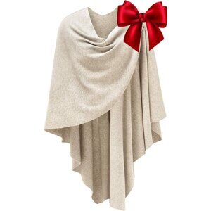 Women Barley Twist Cross Front Poncho Sweater Wrap Knitted Elegant Shawls Cape